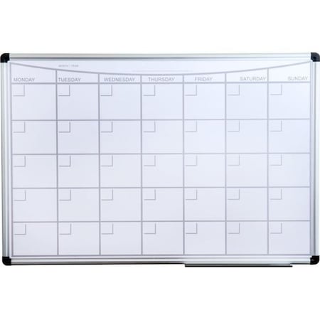 Craftex 36 X 24 In. Lacquered Steel Magnetic Monthly Planner Dry Erase Board; Aluminium Frame